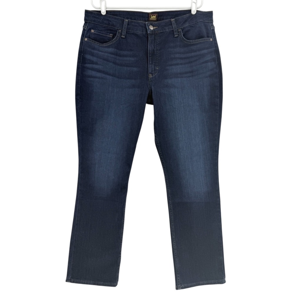 Lee Women's Straight Stretch Blue Denim Jeans Size 18M Friction Resistant NWT